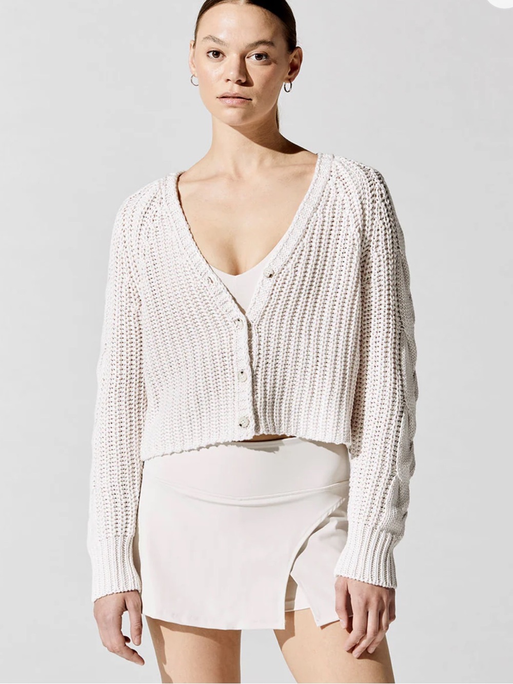 Carbon38 525 Cardigan With Cable Color Bare Size Large